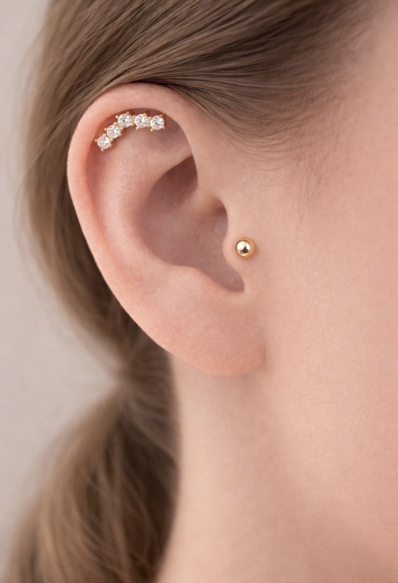 Piercing Hélix Diamant Ailé En Acier Chirurgical 1,2 Mm X 6 Mm