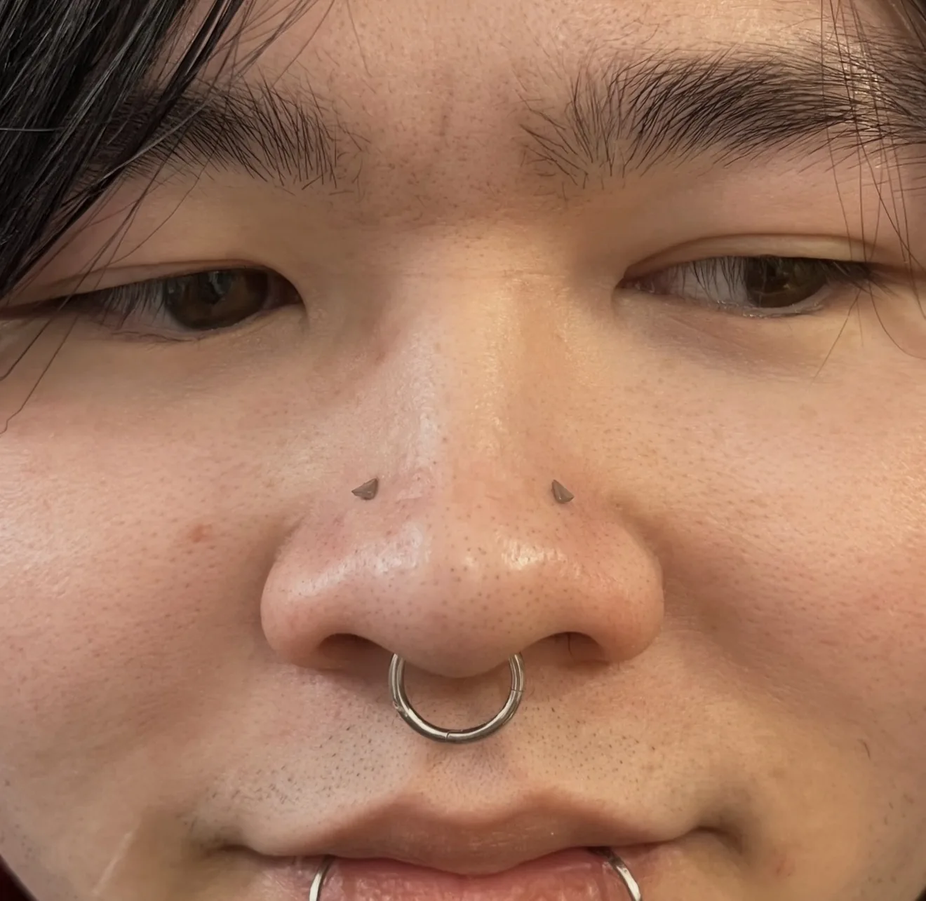 Piercing labret et septum Piercing labret septum double nostril Paris – Showtime Tattoo