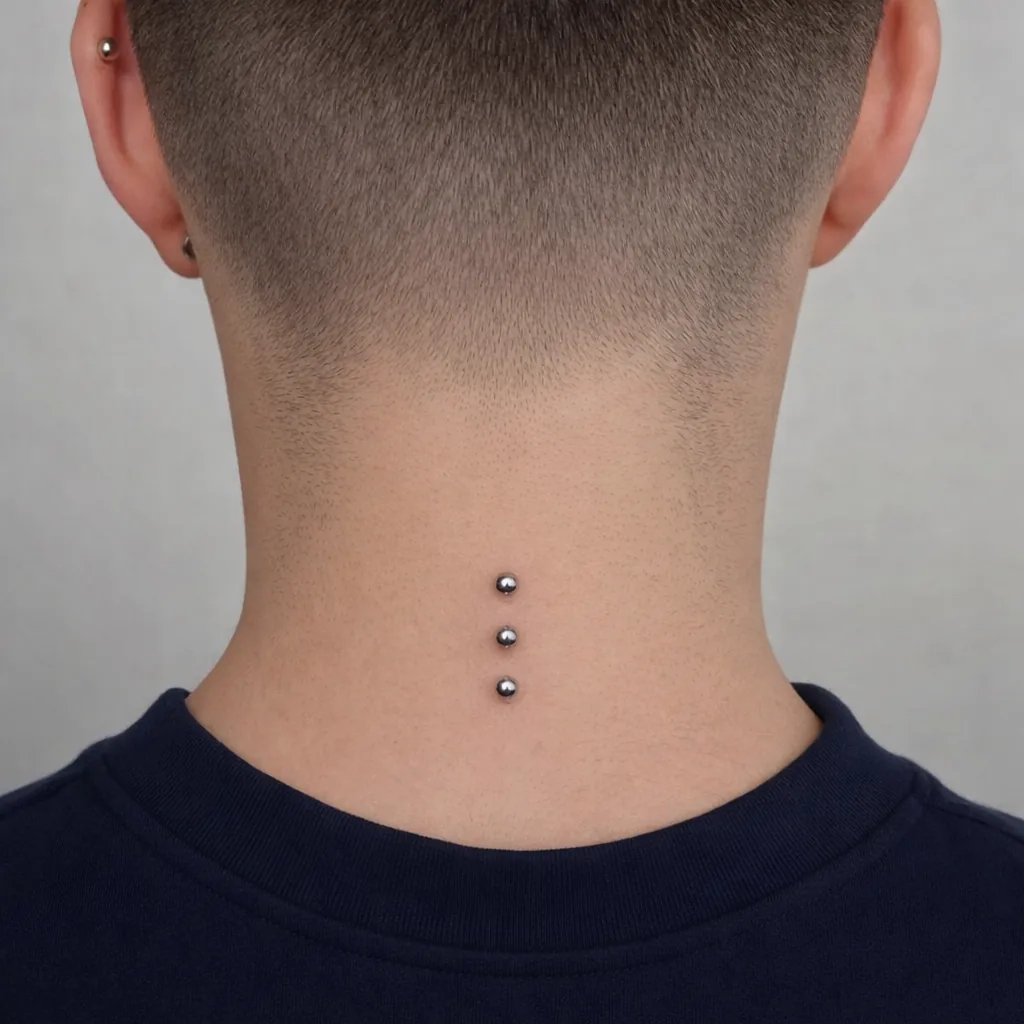 Piercing microdermal nuque homme titane Paris Showtime Tattoo