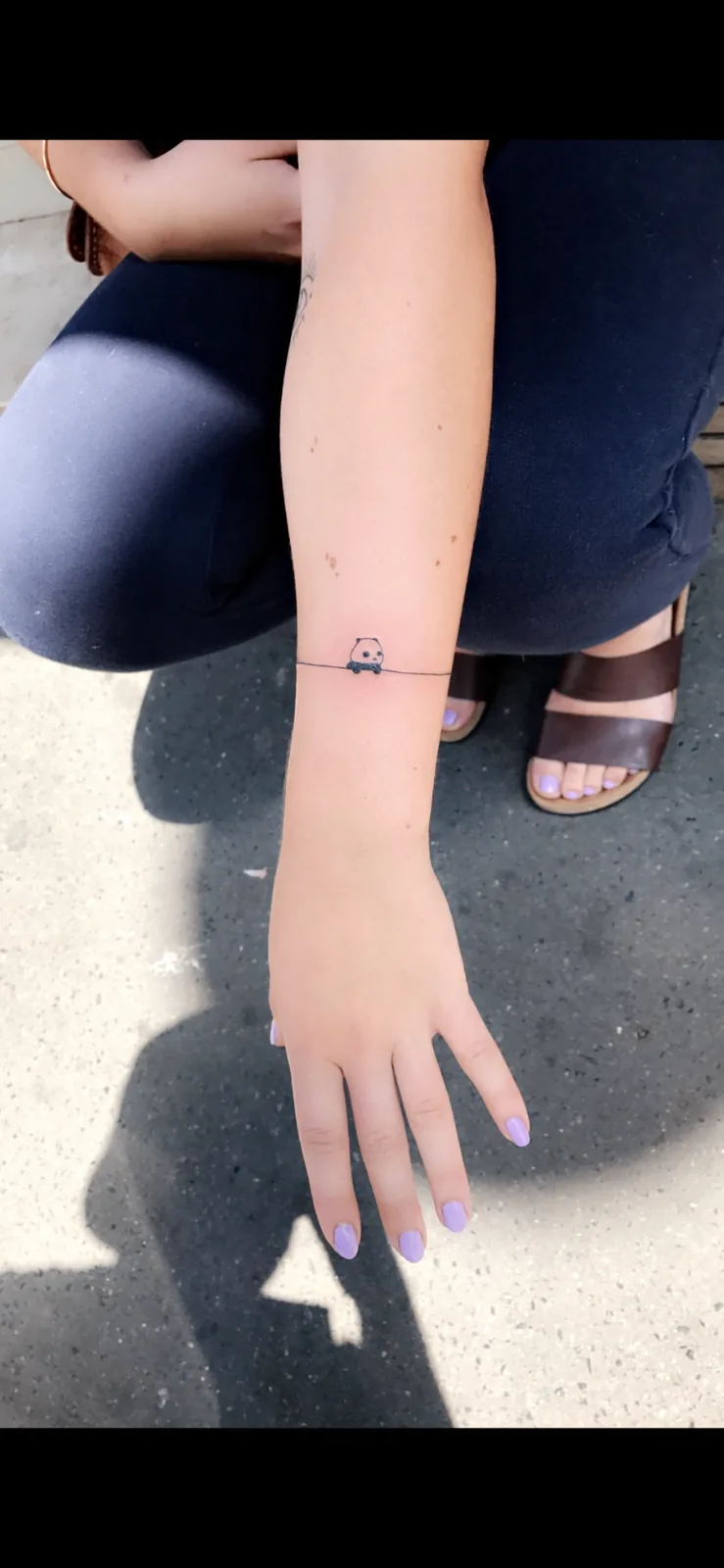 Couple panda minimalist bracelet tattoo Paris – Showtime Tattoo