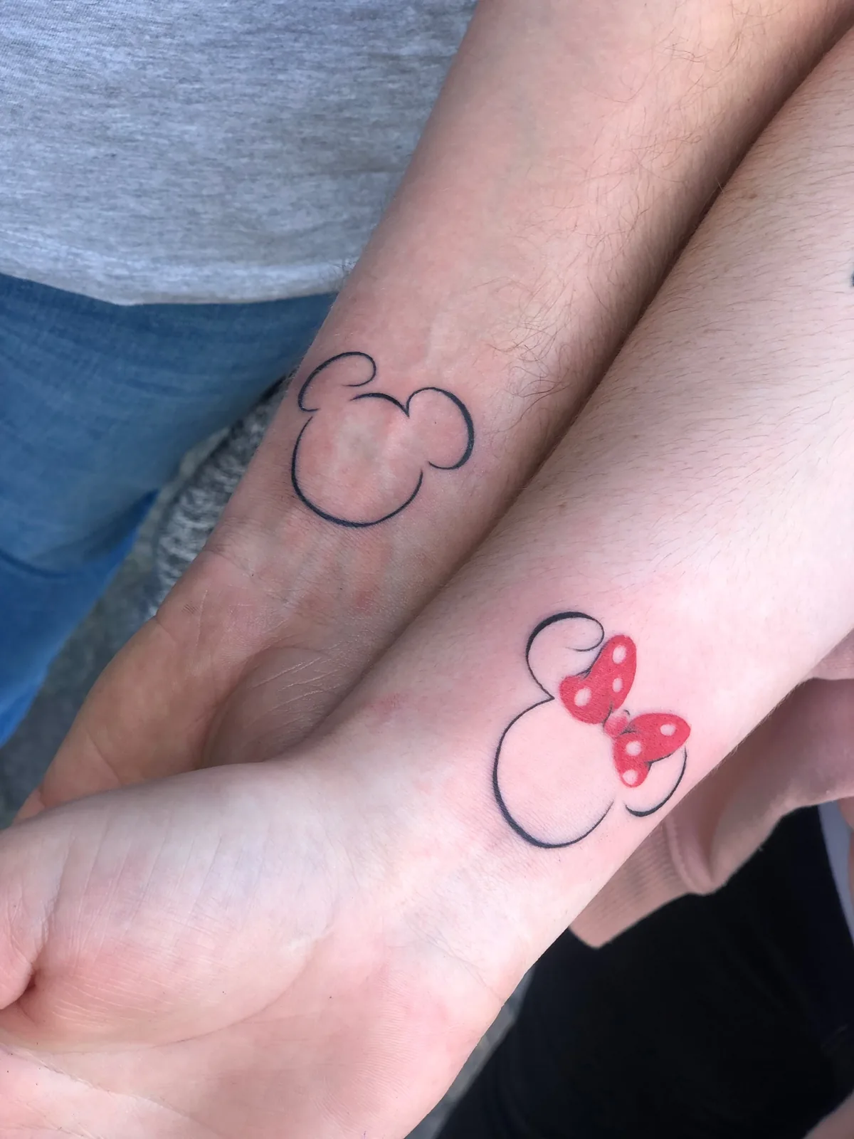Couple Mickey Minnie matching wrist tattoo Paris – Showtime Tattoo