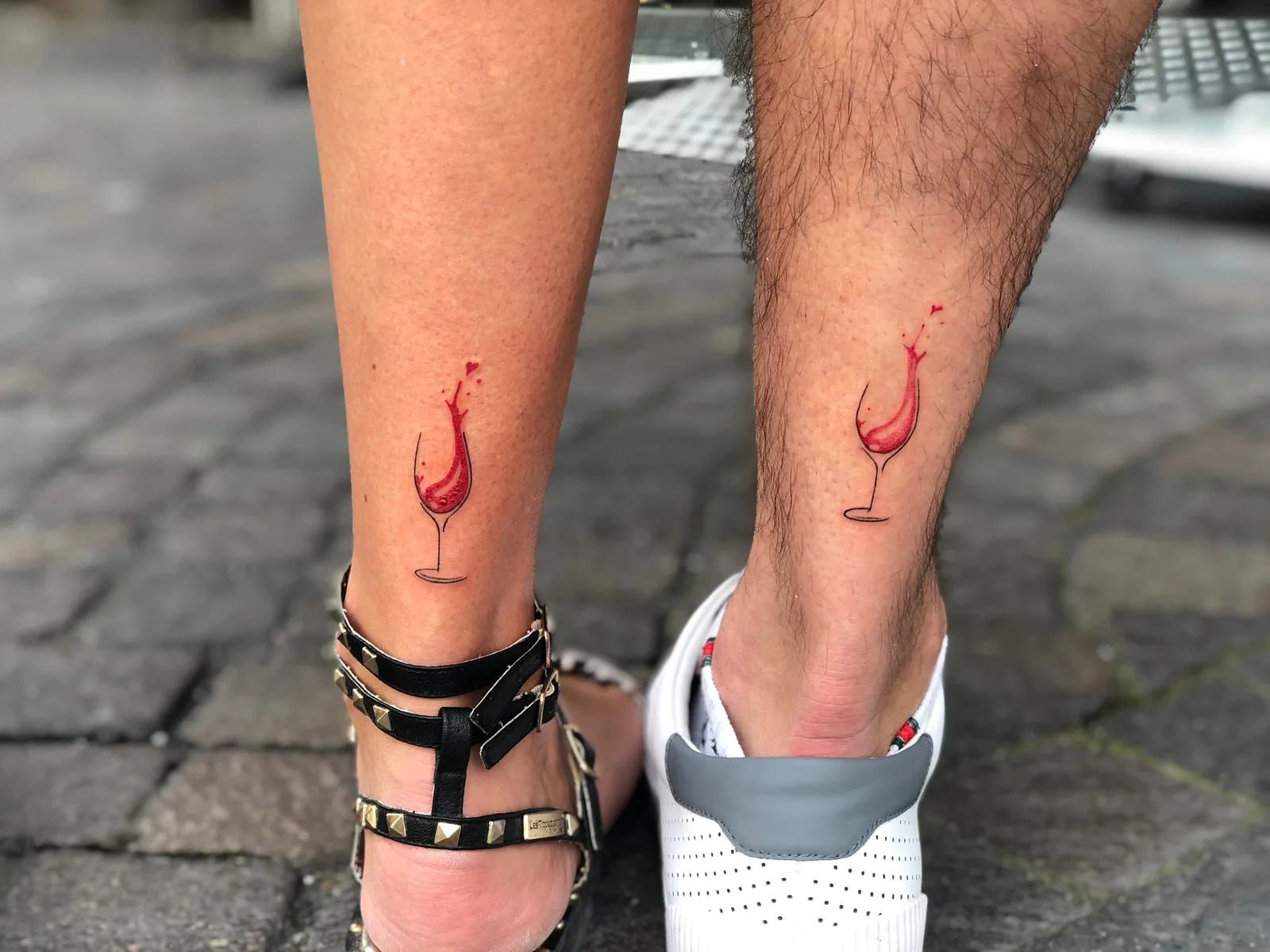 Couple wine glass matching color tattoo Paris – Showtime Tattoo