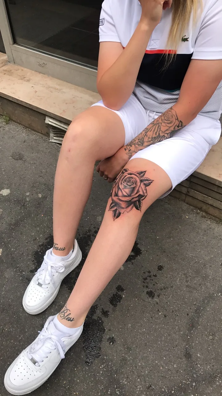 Realistic rose thigh Women's realistic rose thigh tattoo Paris – Showtime Tattoo